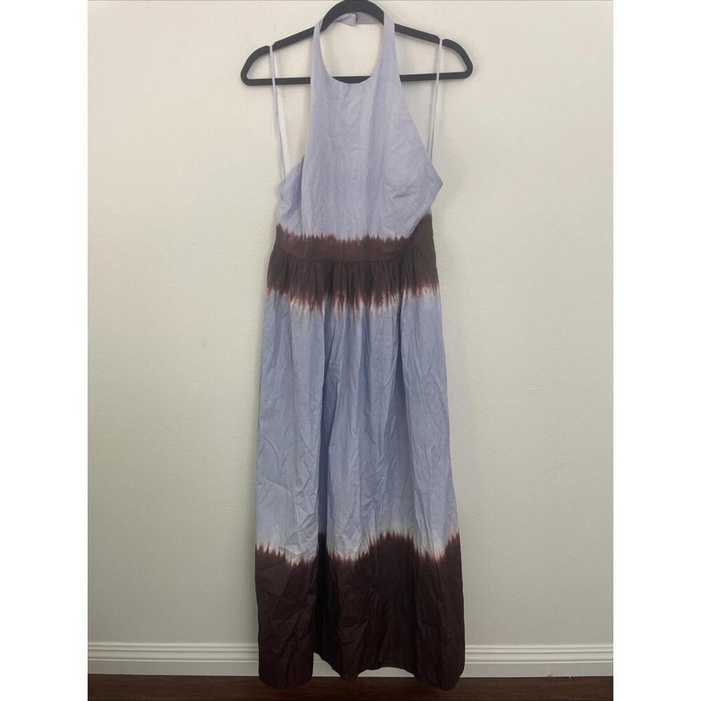 ALC Halter Blair Dress Ombré Tie Dye Brown Purple Beach Maxi Poplin size 10 $595 - Picture 9 of 13